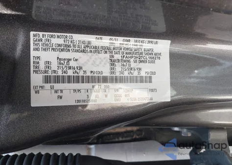 2012 Ford Focus Sel z USA, uszkodzony, nr VIN 1FAHP3H27CL168278